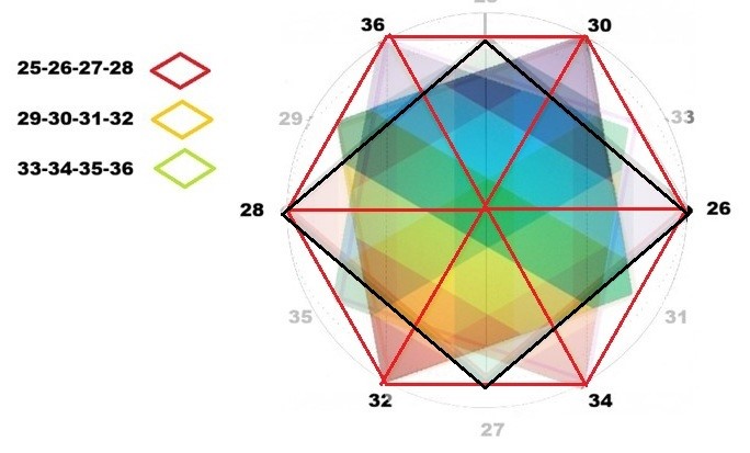 Los Rombos construidos sobre la diagonal de 22 cm